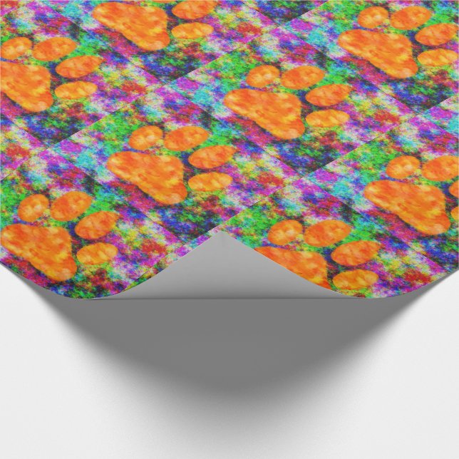 Dog Paw Print Watercolor Wrapping Paper (Corner)