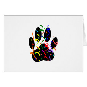Dog Paw Print With Confetti And Streamer