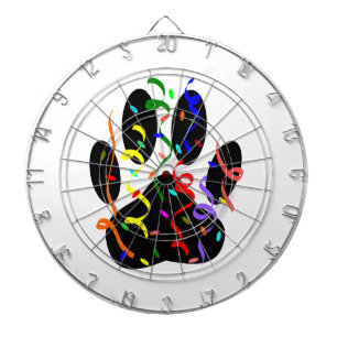 Dog Paw Print With Confetti And Streamer Dartboard