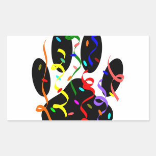 Dog Paw Print With Confetti And Streamer Rectangular Sticker
