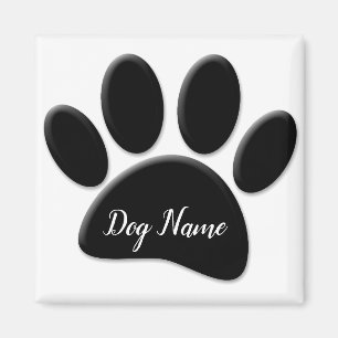 Dog Paw Print With Custom Doggie Name Magnet