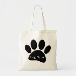 Dog Paw Print With Custom Doggie Name Tote Bag