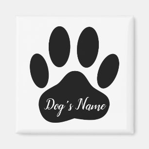 Dog Paw Print With Custom Name Ceramic Tile Magnet