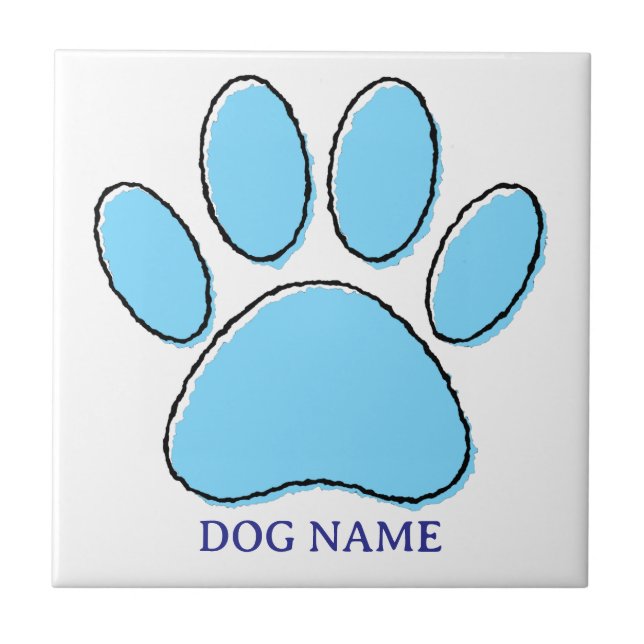 Dog Paw Print With Custom Name Tile (Front)