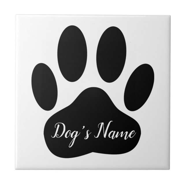 Dog Paw Print With Custom Name Tile (Front)