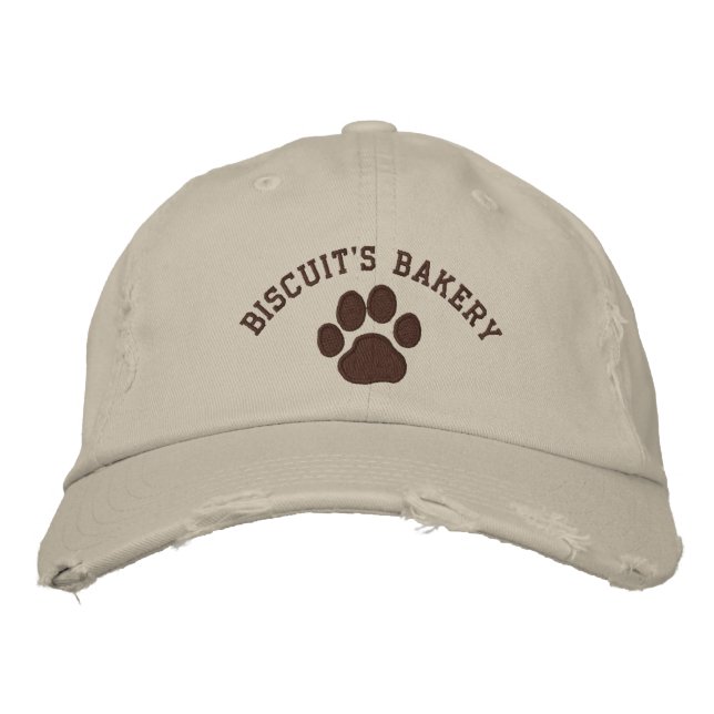 Dog Paw Print with Customisable Text & Colours Embroidered Hat (Front)