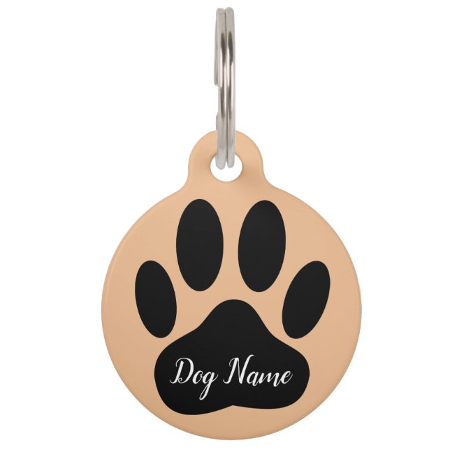 Dog Paw Print With Editable Name Pet Tag (Front)