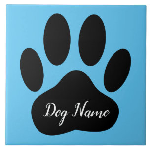 Dog Paw Print With Editable Name Tile