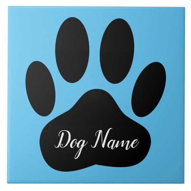 Dog Paw Print With Editable Name Tile (Front)