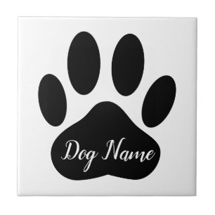 Dog Paw Print With Editable Name Tile
