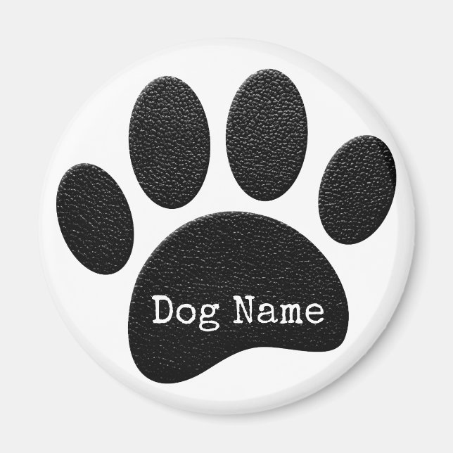 Dog Paw Print With Editable Typewriter Name Magnet (Front)