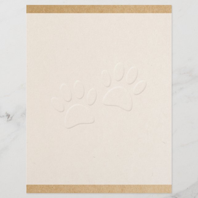 Dog Paw Print With Embossed Effect Custom Letterhead (Front)