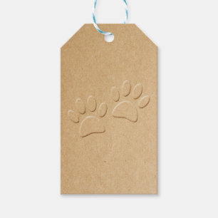 Dog Paw Print With Embossed Effect Gift Tags