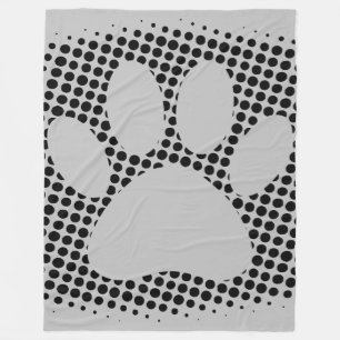 Dog Paw Print With Halftone Background Fleece Blanket