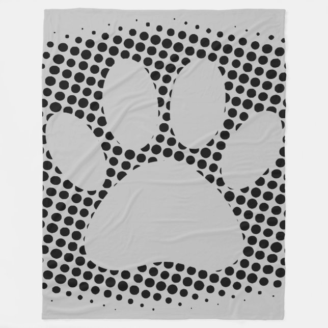 Dog Paw Print With Halftone Background Fleece Blanket (Front)