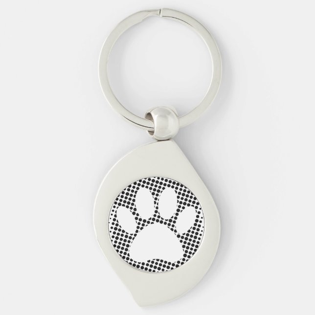 Dog Paw Print With Halftone Background  Keychain (Front)