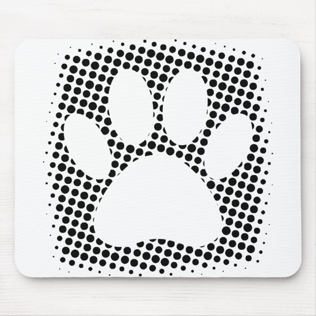 Dog Paw Print With Halftone Background Mouse Mat (Front)