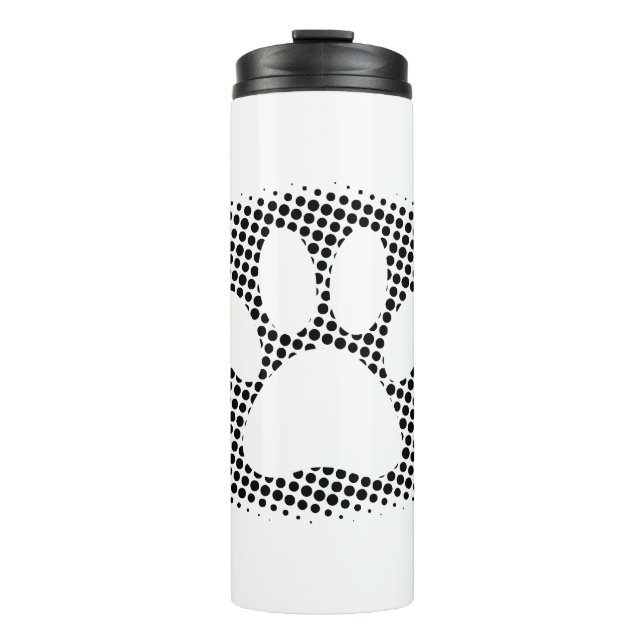 Dog Paw Print With Halftone Background Thermal Tumbler (Front)