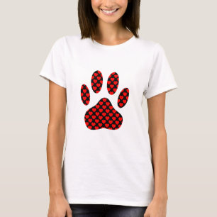 Dog Paw Print With Hearts T-Shirt