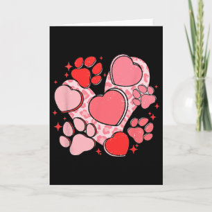 Dog Paw Print With Red Heart For Valentine Day And Card