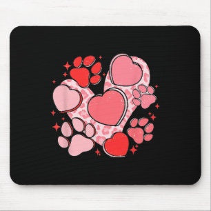 Dog Paw Print With Red Heart For Valentine Day And Mouse Mat