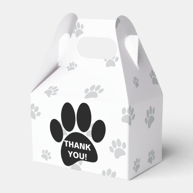 Dog Paw Print With Thank You Message Favour Box (Back Side)