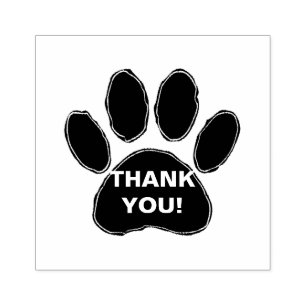 Dog Paw Print With Thank You Message Rubber Stamp