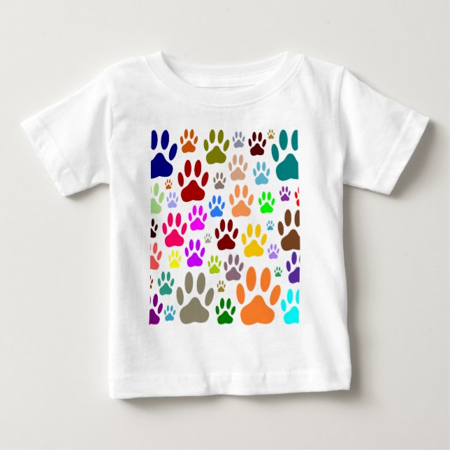 Dog Paw Prints All Over Baby T-Shirt (Front)