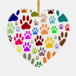 Dog Paw Prints All Over Ceramic Tree Decoration