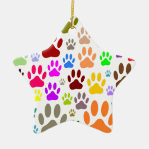 Dog Paw Prints All Over Ceramic Tree Decoration