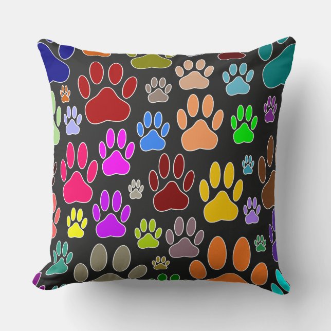Dog Paw Prints All Over Cushion (Front)
