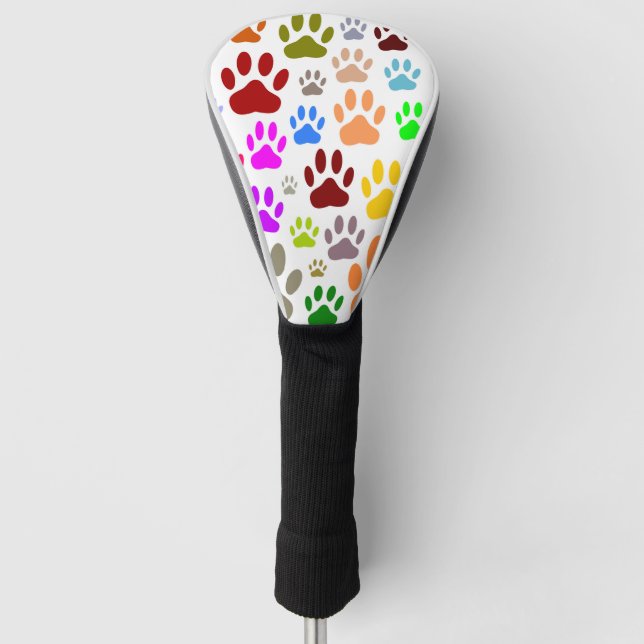 Dog Paw Prints All Over Golf Head Cover (Front)