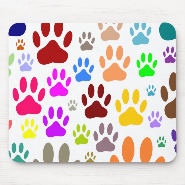 Dog Paw Prints All Over Mouse Mat (Front)