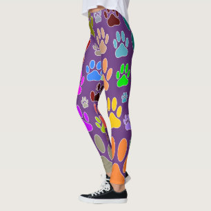 Dog Paw Prints All Over Purple Leggings