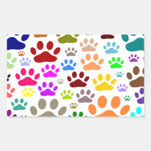 Dog Paw Prints All Over Rectangular Sticker