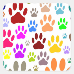 Dog Paw Prints All Over Square Sticker