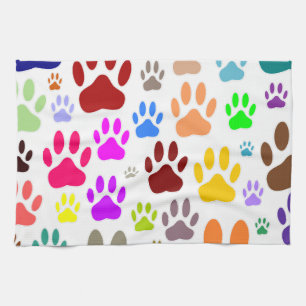 Dog Paw Prints All Over Tea Towel