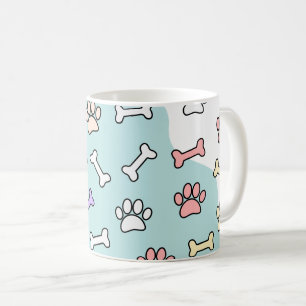Dog Paw Prints And Bones Art Pattern Coffee Mug