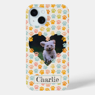 Dog paw prints and photo  iPhone 15 case