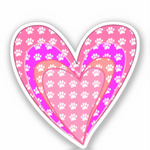 Dog Paw Prints And Pink Hearts