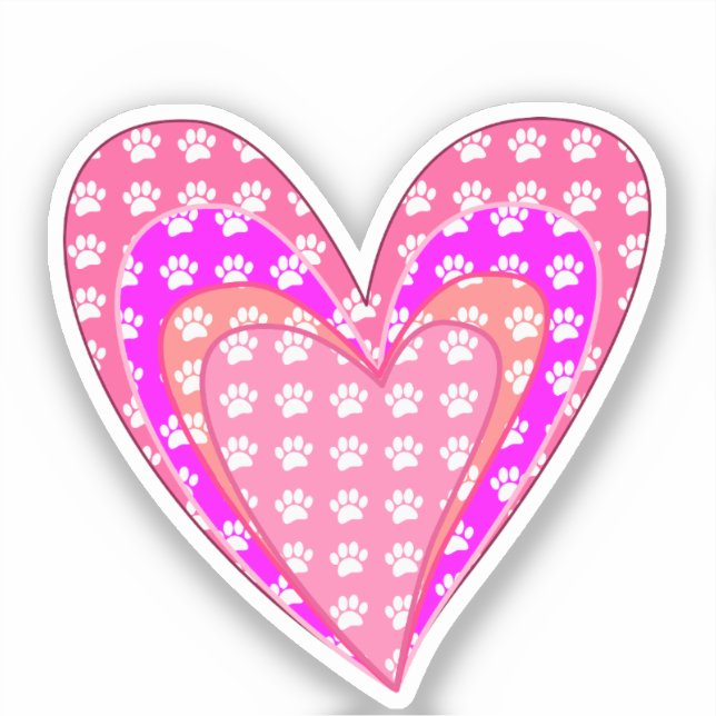 Dog Paw Prints And Pink Hearts (Front)