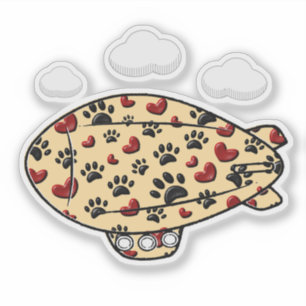Dog Paw Prints And Red Hearts Custom Blimp