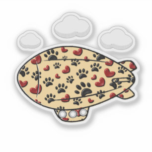 Dog Paw Prints And Red Hearts Custom Blimp