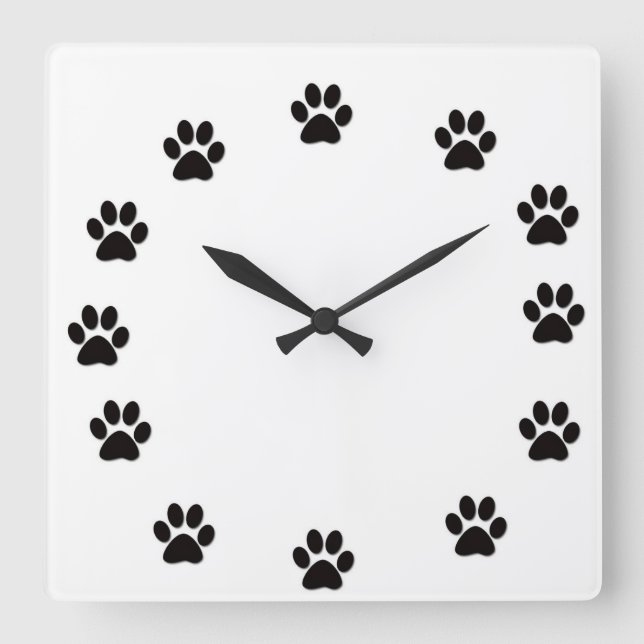 DOG PAW PRINTS AROUND THE CLOCK - CLOCK (Front)