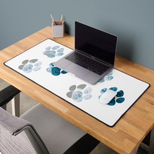 Dog Paw Prints - Beach Waves and Sand Beach Desk Mat