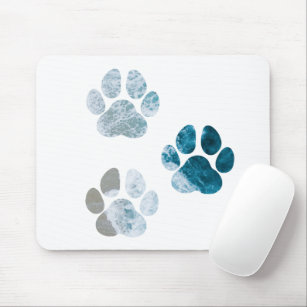Dog Paw Prints - Beach Waves and Sand Beach Mouse Mat