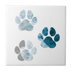 Dog Paw Prints - Beach Waves and Sand Beach Tile