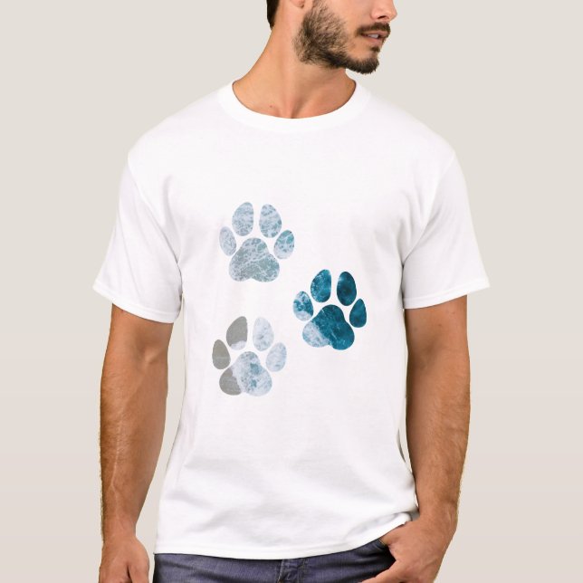 Dog Paw Prints - Beach Waves and Sand T-Shirt (Front)