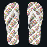 DOG PAW PRINTS BIRD BATH FLIP FLOPS<br><div class="desc">DOG PAW PRINTS – colourful delicate flowers and butterflies painted using my dog’s paws dipped in non-toxic watercolor paints – share your love of dogs with family and friends, young and old, on any occasion, any celebration, any holiday. Make your personal Gift Giving with style and love. Be as original...</div>