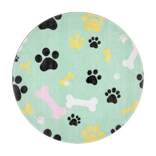 Dog Paw Prints Bones Pattern Cutting Board